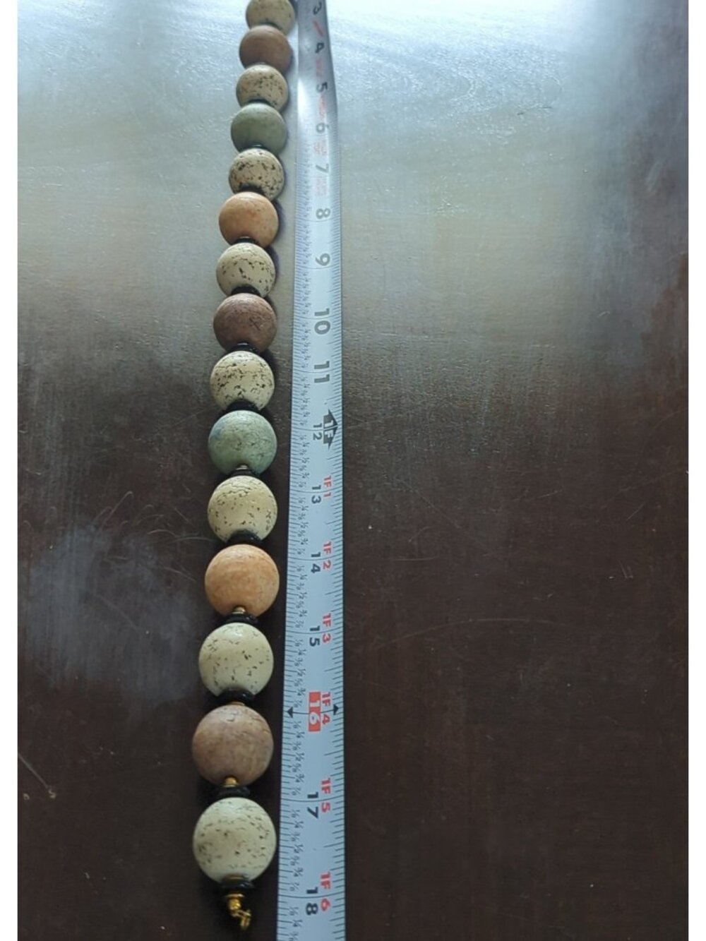 Monet Vtg Stone Bead Necklace Speckled Pastel Earth Tones Estate - Lp - Picture 7 of 10